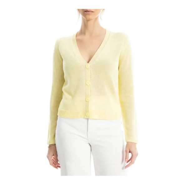 Max Studio Sweaters - Max Studio Women’s Yellow V-Neck Cardigan Size M EUC